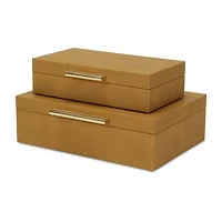 Cheungs Camel Brown Faux Shagreen Rectangular 2-pc. Decorative Box