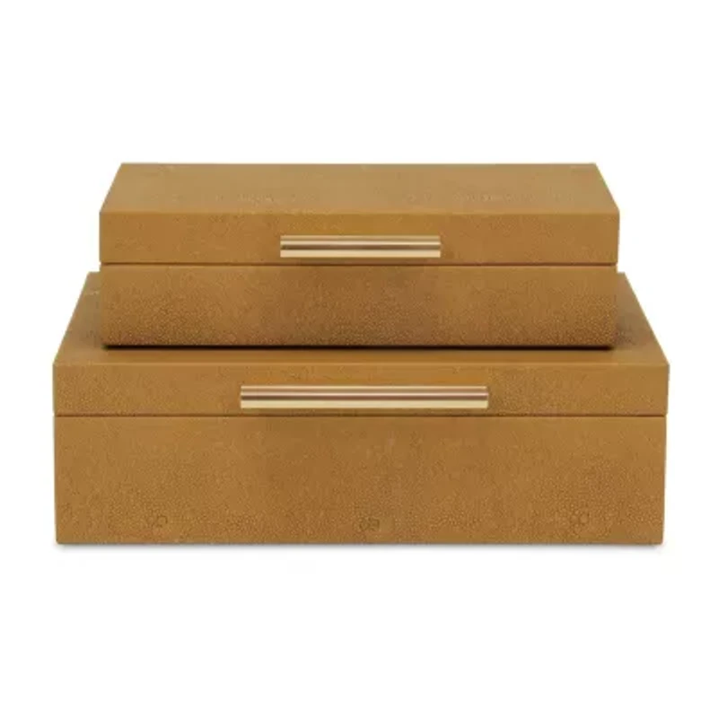 Cheungs Camel Brown Faux Shagreen Rectangular 2-pc. Decorative Box