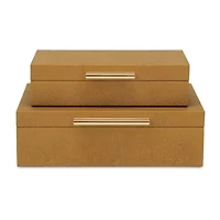 Cheungs Camel Brown Faux Shagreen Rectangular 2-pc. Decorative Box