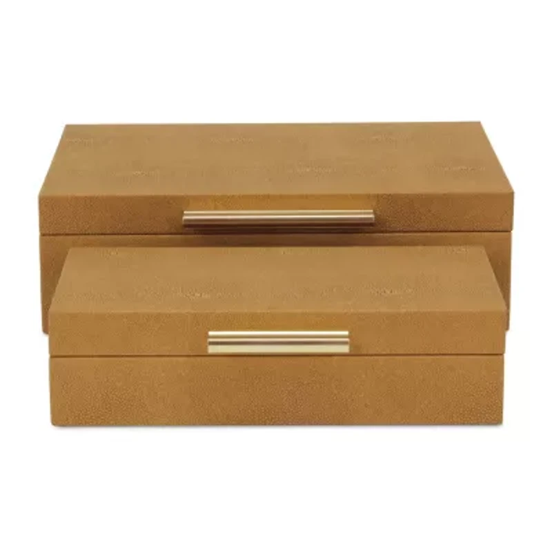 Cheungs Camel Brown Faux Shagreen Rectangular 2-pc. Decorative Box