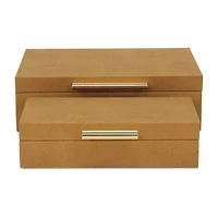 Cheungs Camel Brown Faux Shagreen Rectangular 2-pc. Decorative Box