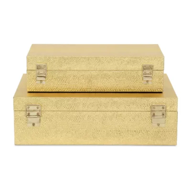 Cheungs Gold Faux Snakeskin Rectangular 2-pc. Decorative Box