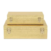 Cheungs Gold Faux Snakeskin Rectangular 2-pc. Decorative Box