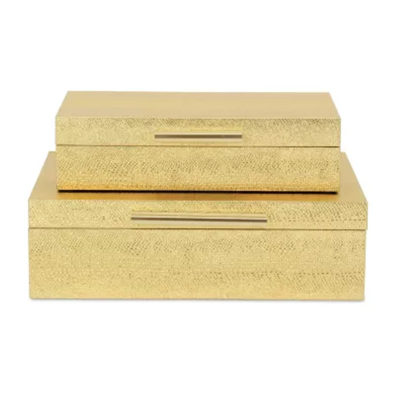 Cheungs Gold Faux Snakeskin Rectangular 2-pc. Decorative Box