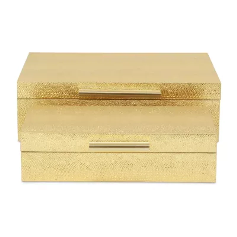 Cheungs Gold Faux Snakeskin Rectangular 2-pc. Decorative Box