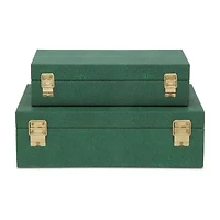Cheungs Green Faux Shagreen Rectangular 2-pc. Decorative Box