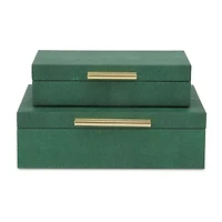 Cheungs Green Faux Shagreen Rectangular 2-pc. Decorative Box