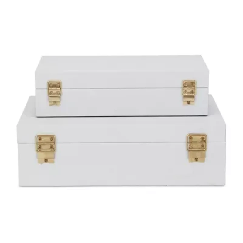 Cheungs White Faux Snakeskin Rectangular 2-pc. Decorative Box