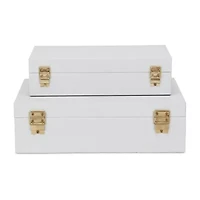 Cheungs White Faux Snakeskin Rectangular 2-pc. Decorative Box