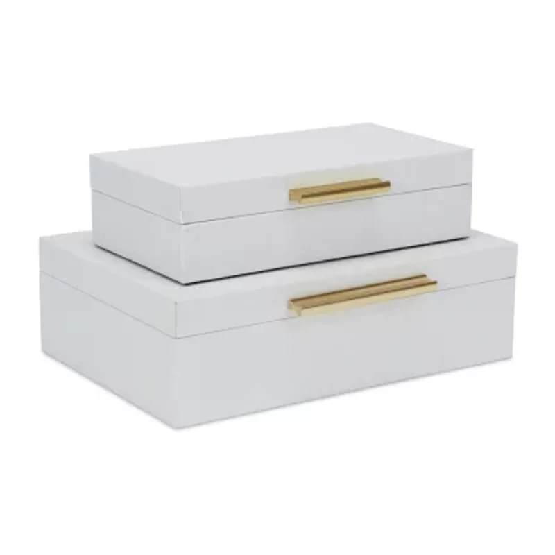 Cheungs White Faux Snakeskin Rectangular 2-pc. Decorative Box