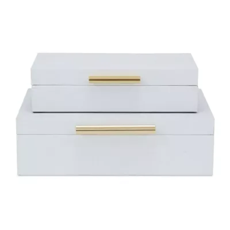 Cheungs White Faux Snakeskin Rectangular 2-pc. Decorative Box