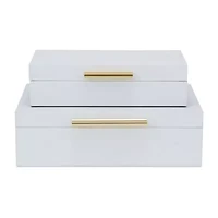 Cheungs White Faux Snakeskin Rectangular 2-pc. Decorative Box