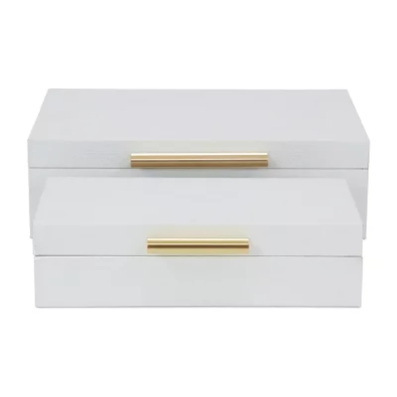 Cheungs White Faux Snakeskin Rectangular 2-pc. Decorative Box