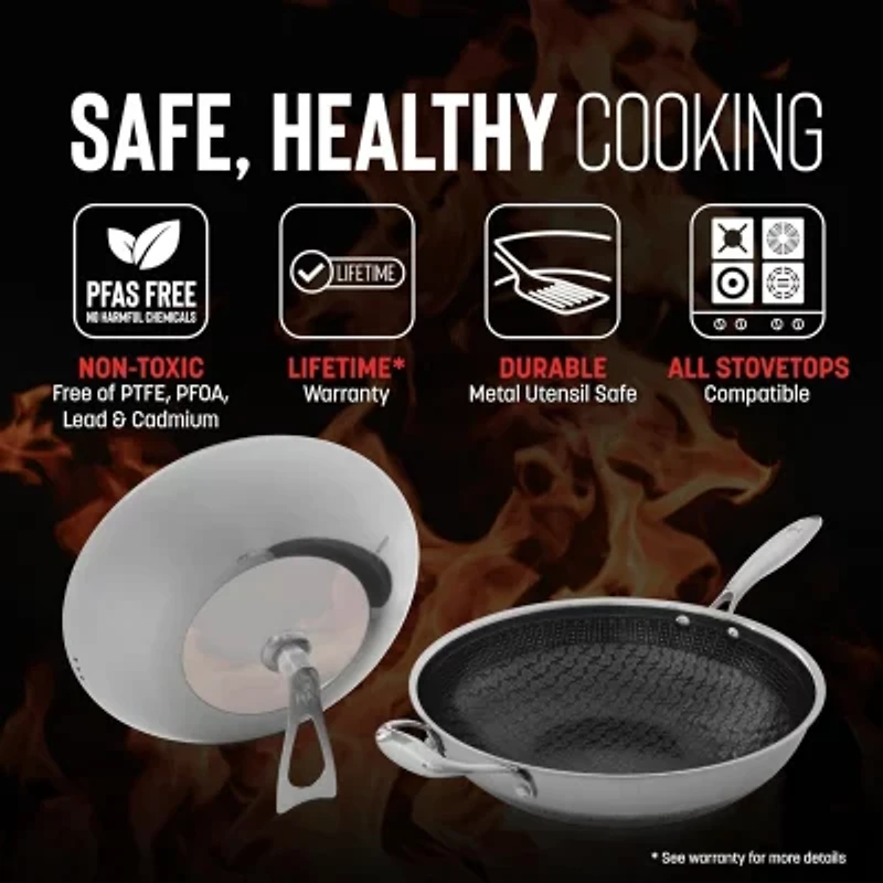 Hell's Kitchen Hybrid Try-Ply Stainless Steel 12" Wok