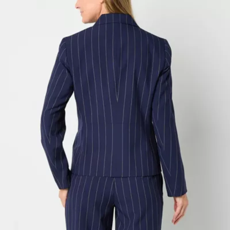 Black Label by Evan-Picone Pinstripe Womens Classic Fit Suit Jacket