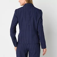 Black Label by Evan-Picone Pinstripe Womens Classic Fit Suit Jacket