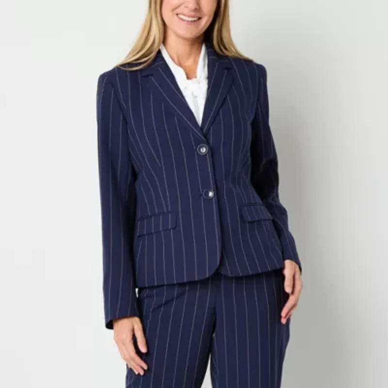 Black Label by Evan-Picone Pinstripe Womens Classic Fit Suit Jacket