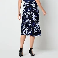 Black Label by Evan-Picone Knit Womens Mid Rise Midi Flared Skirt