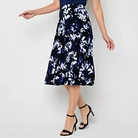 Black Label by Evan-Picone Knit Womens Mid Rise Midi Flared Skirt