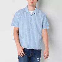 Arizona Mens Short Sleeve Striped Camp Shirt