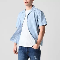 Arizona Mens Short Sleeve Striped Camp Shirt