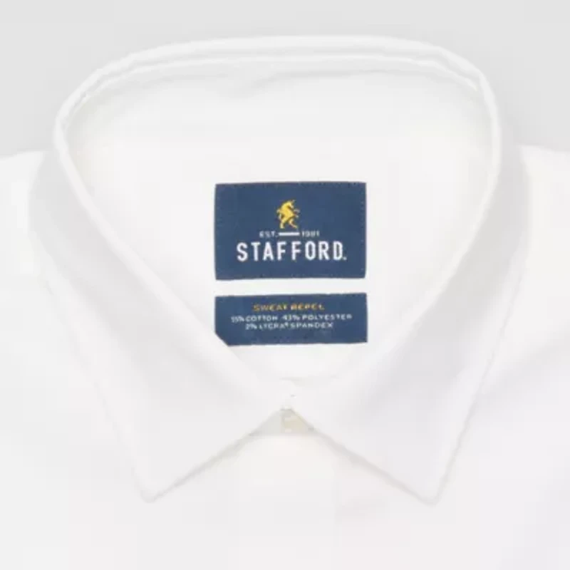Stafford Advanced Performance Sweat Repel Mens Regular Fit Stretch Fabric Wrinkle Free Long Sleeve Dress Shirt