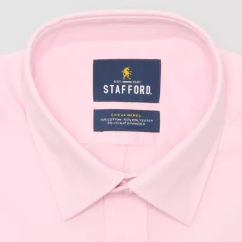 Stafford Advanced Performance Sweat Repel Mens Regular Fit Stretch Fabric Wrinkle Free Long Sleeve Dress Shirt