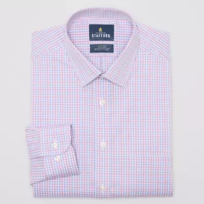 Stafford Smart Tech Mens Regular Fit Stretch Fabric Wrinkle Free Long Sleeve Dress Shirt