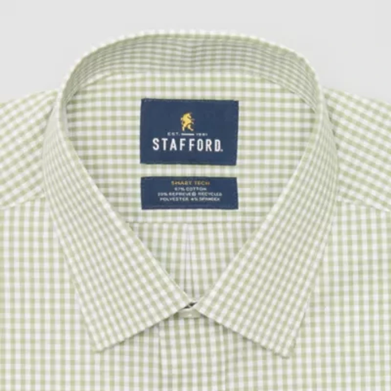 Stafford Smart Tech Mens Regular Fit Stretch Fabric Wrinkle Free Long Sleeve Dress Shirt