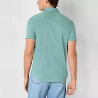 mutual weave Mens Short Sleeve Regular Fit Button-Down Shirt