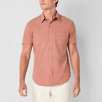 mutual weave Mens Short Sleeve Regular Fit Button-Down Shirt