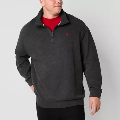 U.S. Polo Assn. Mens Mock Neck Long Sleeve Big and Tall Quarter-Zip Pullover