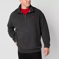 U.S. Polo Assn. Mens Mock Neck Long Sleeve Big and Tall Quarter-Zip Pullover