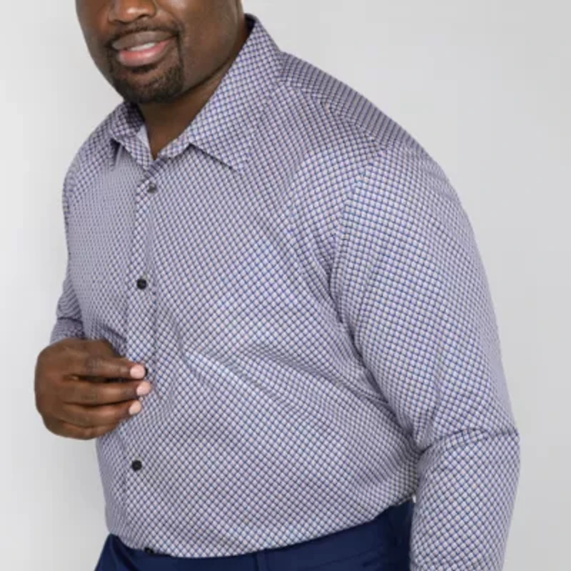 Shaquille O'Neal XLG Mens Long Sleeve Cuffed Classic Fit Big and Tall Button-Down Shirt