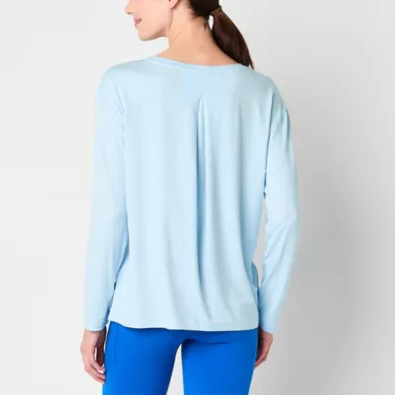 Xersion Womens All Day Crew Neck Long Sleeve Tunic Top