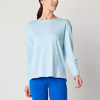 Xersion Womens All Day Crew Neck Long Sleeve Tunic Top