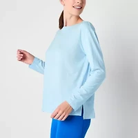 Xersion Womens All Day Crew Neck Long Sleeve Tunic Top