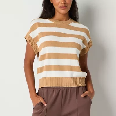 Stylus Womens Crew Neck Short Sleeve Pullover Sweater