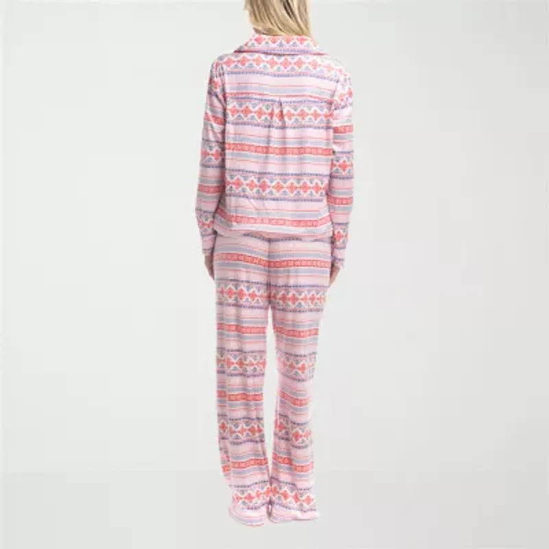 Muk Luks Womens Velour Long Sleeve 2-pc. Pajama Sets