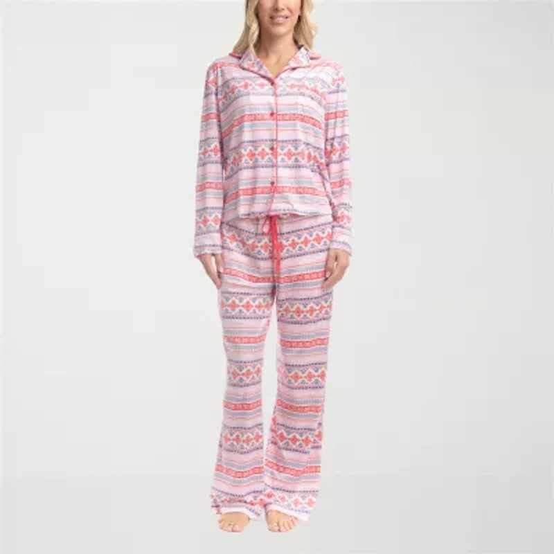 Muk Luks Womens Velour Long Sleeve 2-pc. Pajama Sets