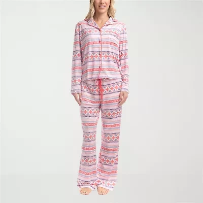 Muk Luks Womens Velour Long Sleeve 2-pc. Pajama Sets