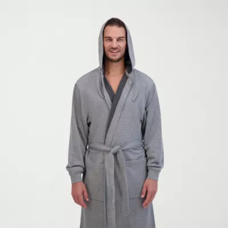 Hanes Mens Fleece 3/4 Sleeve Knee Length Robe