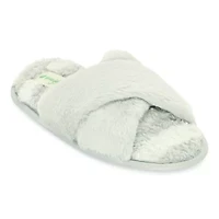HONEYDEW Mixed Media Crossband Womens Memory Foam Slip-On Slippers