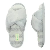 HONEYDEW Mixed Media Crossband Womens Memory Foam Slip-On Slippers