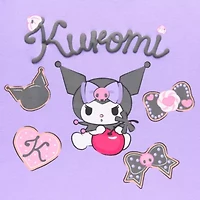 Womens Juniors Crew Neck Short Sleeve Fitted Kuromi Graphic T-Shirt