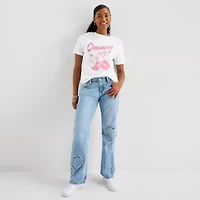 Cinnamoroll Boyfriend Womens Juniors Crew Neck Short Sleeve Regular Fit Hello Kitty Graphic T-Shirt