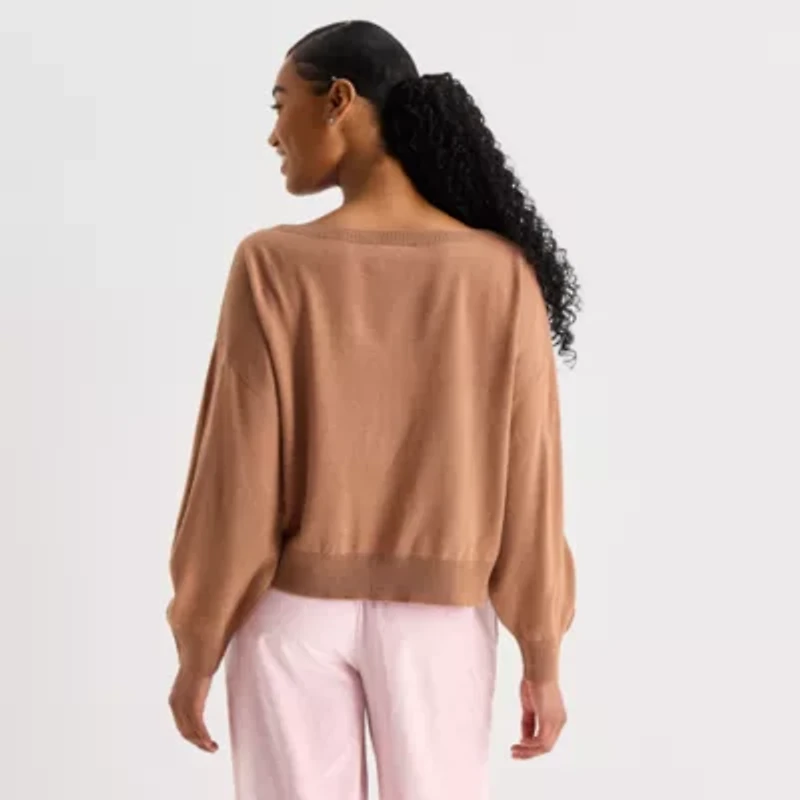 Juniors Girls Night Off The Shoulder Womens Long Sleeve Hello Kitty Pullover Sweater