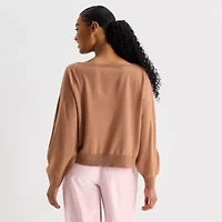 Juniors Girls Night Off The Shoulder Womens Long Sleeve Hello Kitty Pullover Sweater