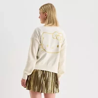 Girls Night Out Womens V Neck Long Sleeve Embellished Tie Hello Kitty Juniors Cardigan
