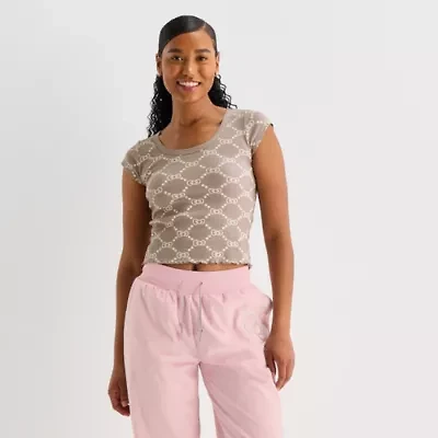 Womens Juniors Scoop Neck Short Sleeve Fitted Hello Kitty Graphic T-Shirt